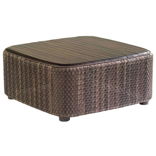 Woodard Aruba Wicker Coffee Table with Teak Top S530211