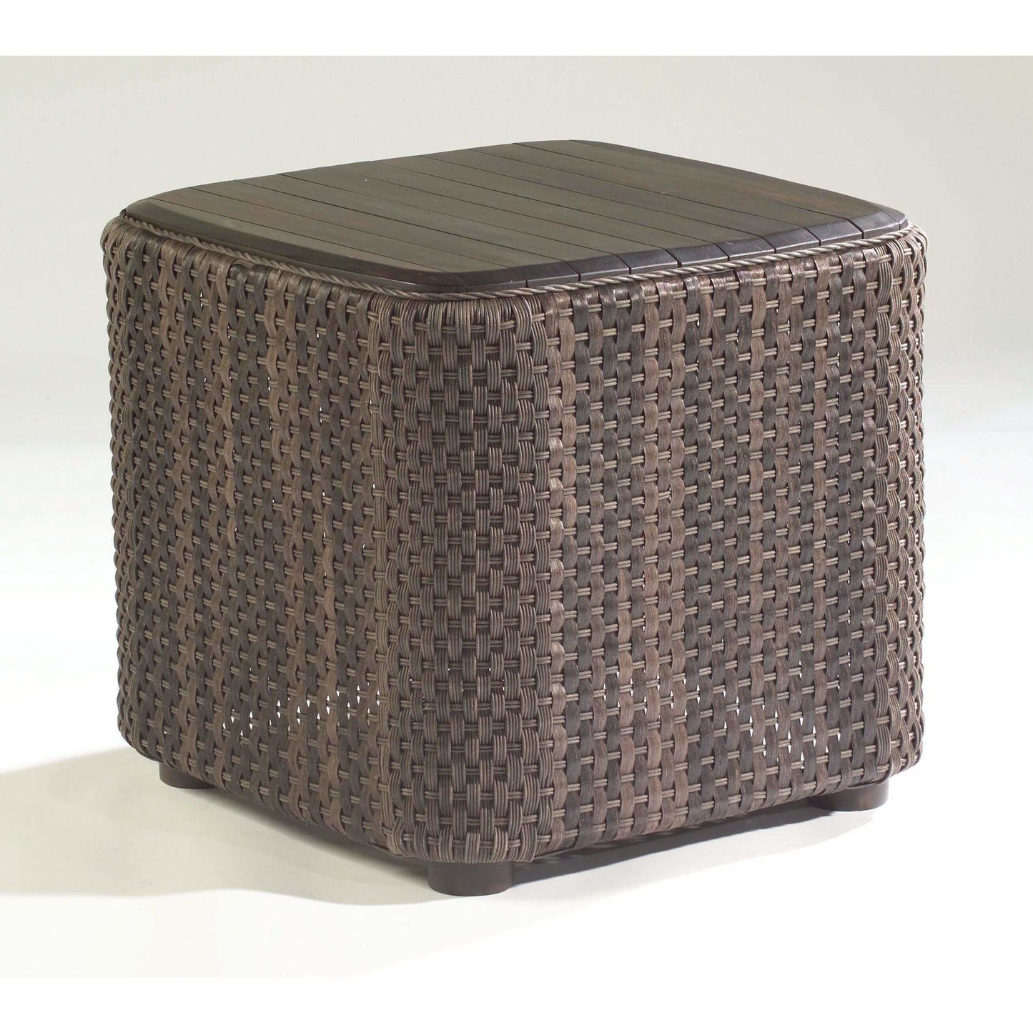 Woodard Aruba Wicker End Table with Teak Top S530201