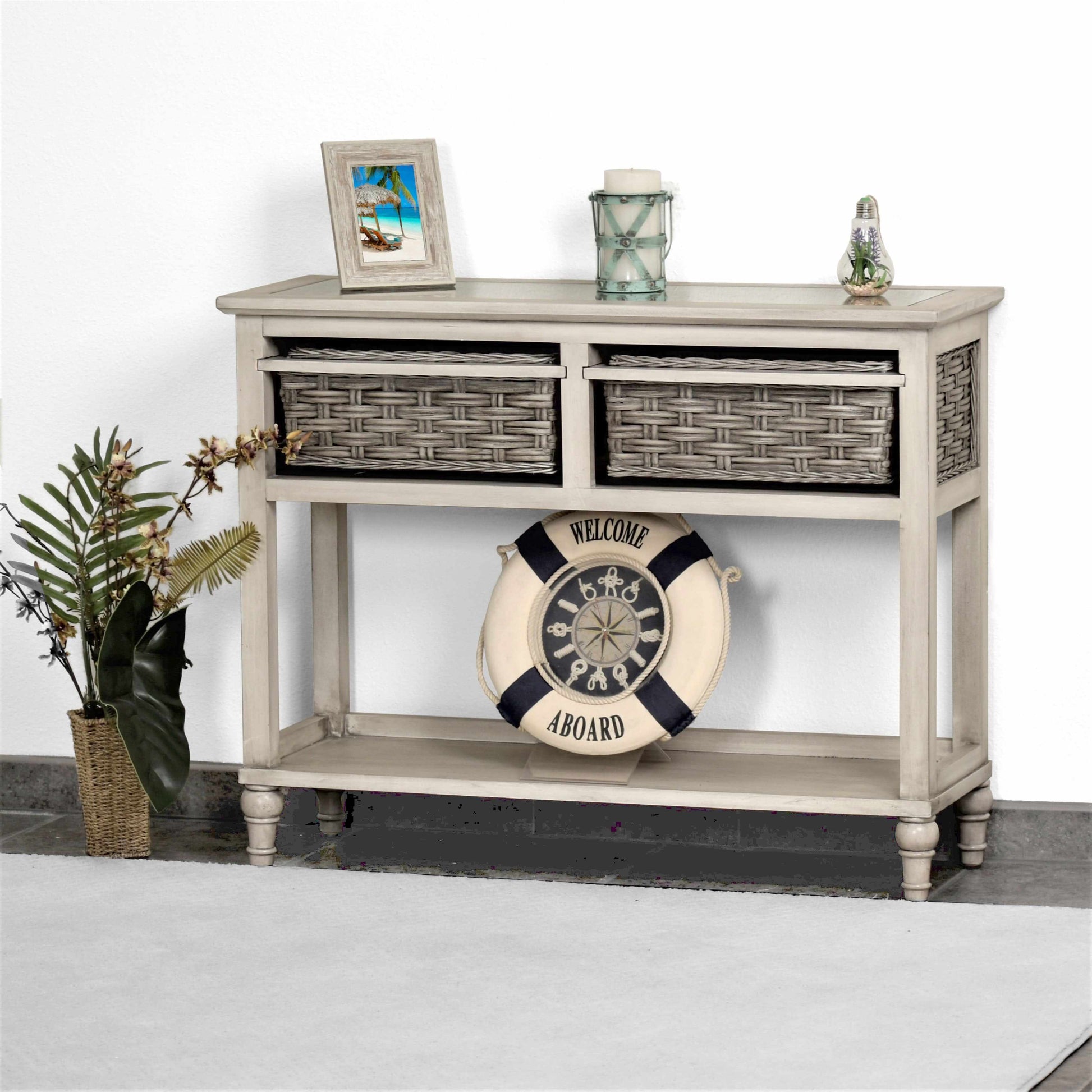 Sea Winds Trading Island Breeze 2-Basket Console Table B59103