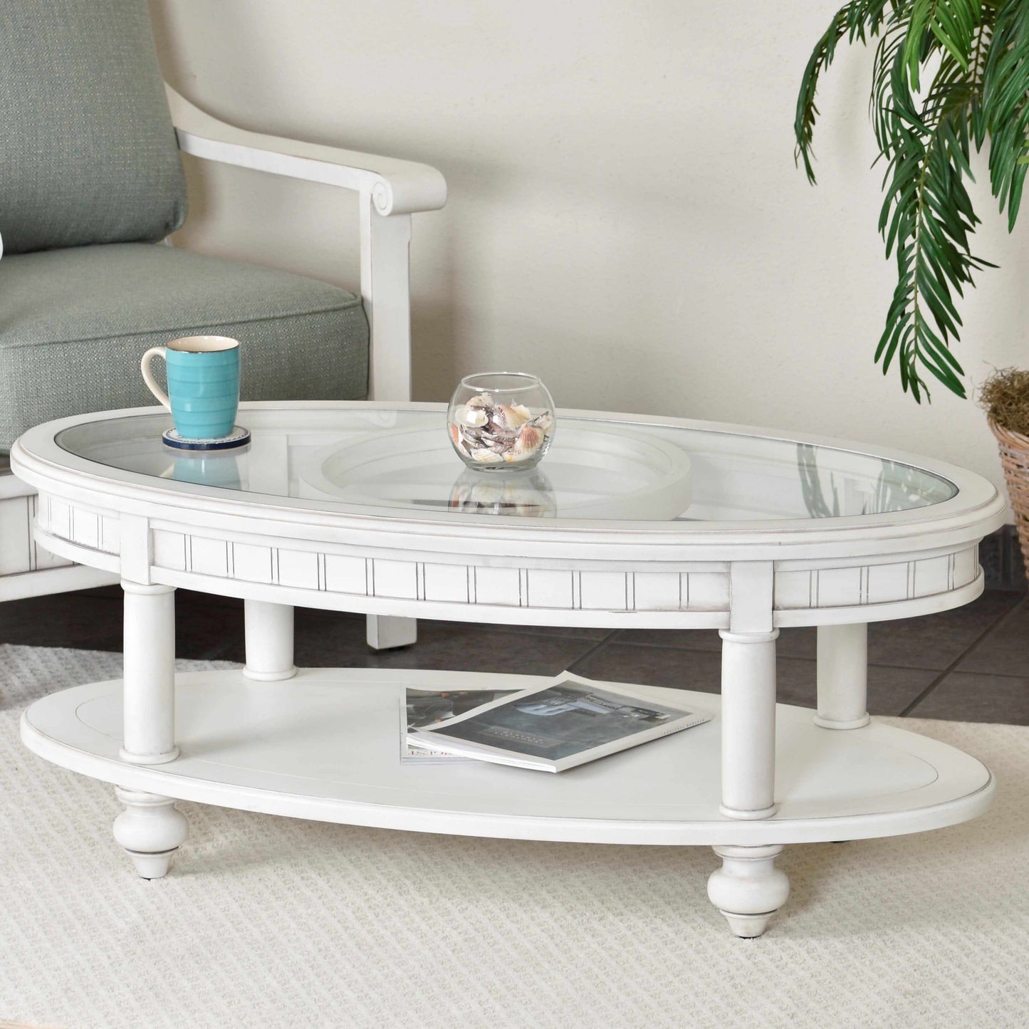 Sea Winds Trading Monaco Oval Coffee Table with Tray Insert B81803