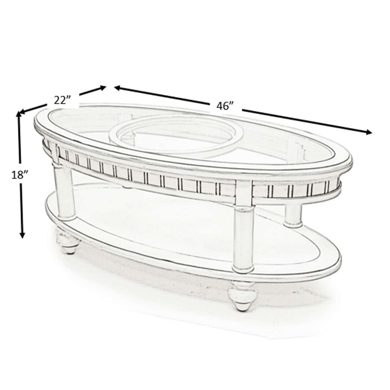 Sea Winds Trading Monaco Oval Coffee Table with Tray Insert B81803