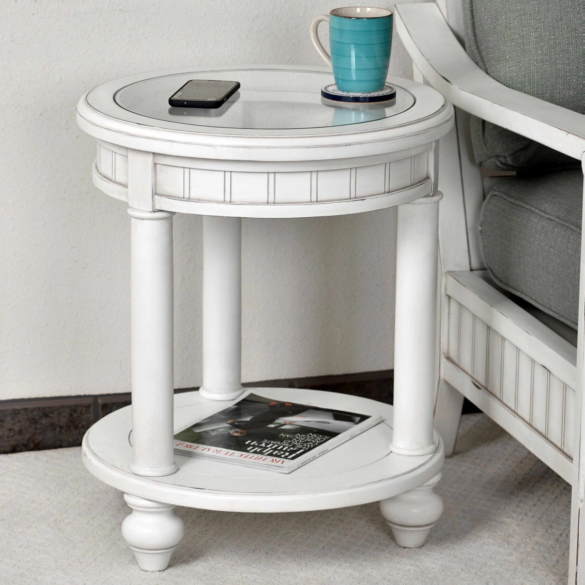 Sea Winds Trading Monaco Round End Table with Anchor Insert B81802