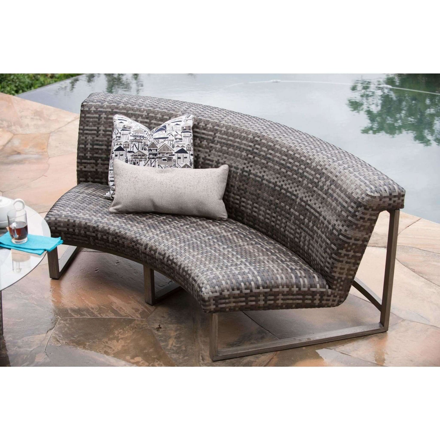 Woodard Reunion Wicker Curved Sofa S648061